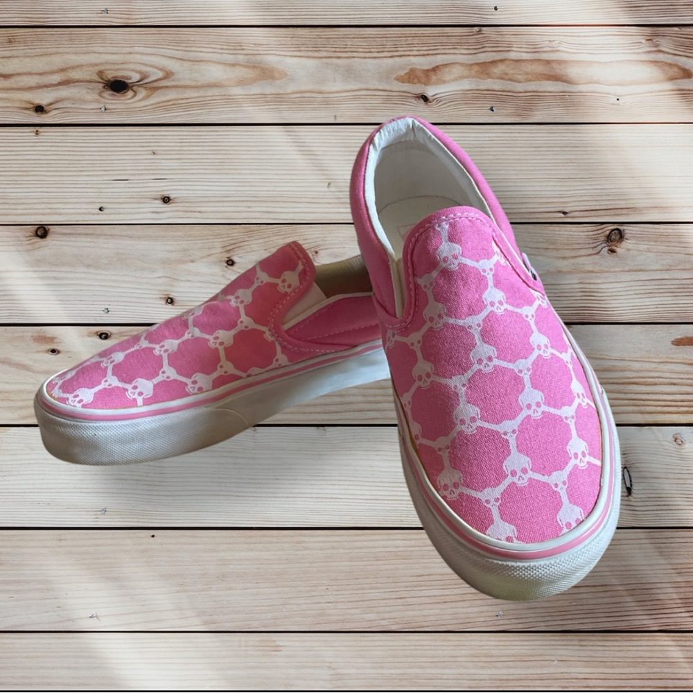 Vans Skull Helix Aurora Pink & White Slip-On Classics W8 M6.5 VGUC